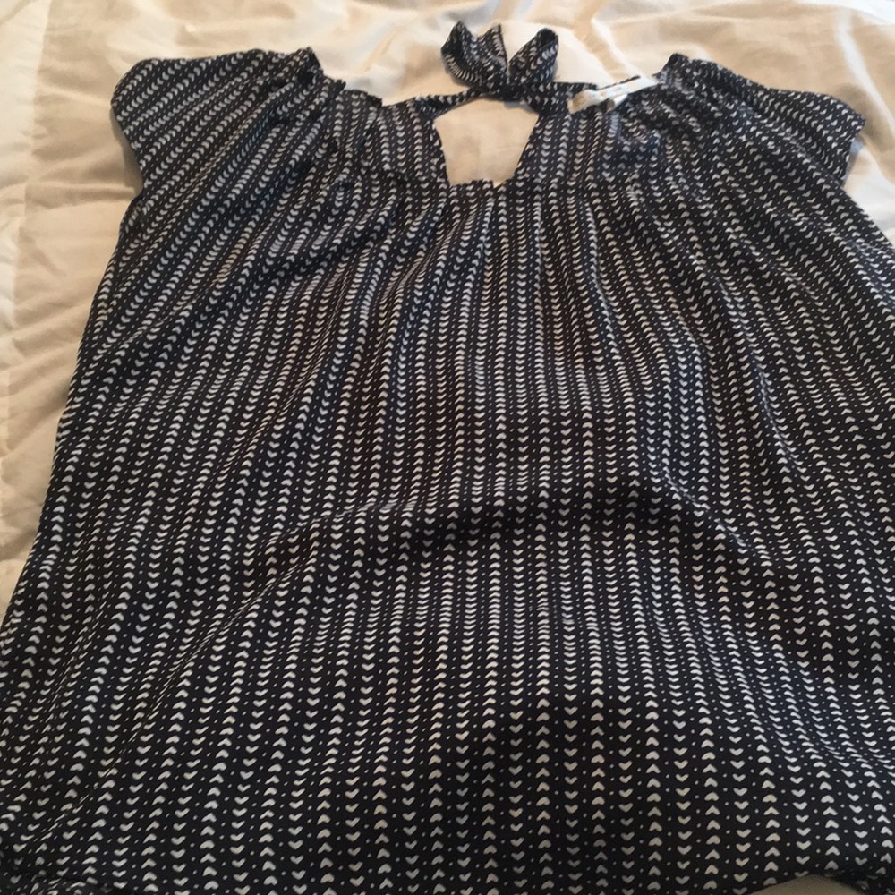 Medium navy blue with white hearts blouse